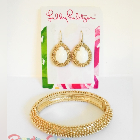 *Lilly Pulitzer* Sea Urchin Drop Earrings & Bangle - GOLD. - Picture 1 of 7
